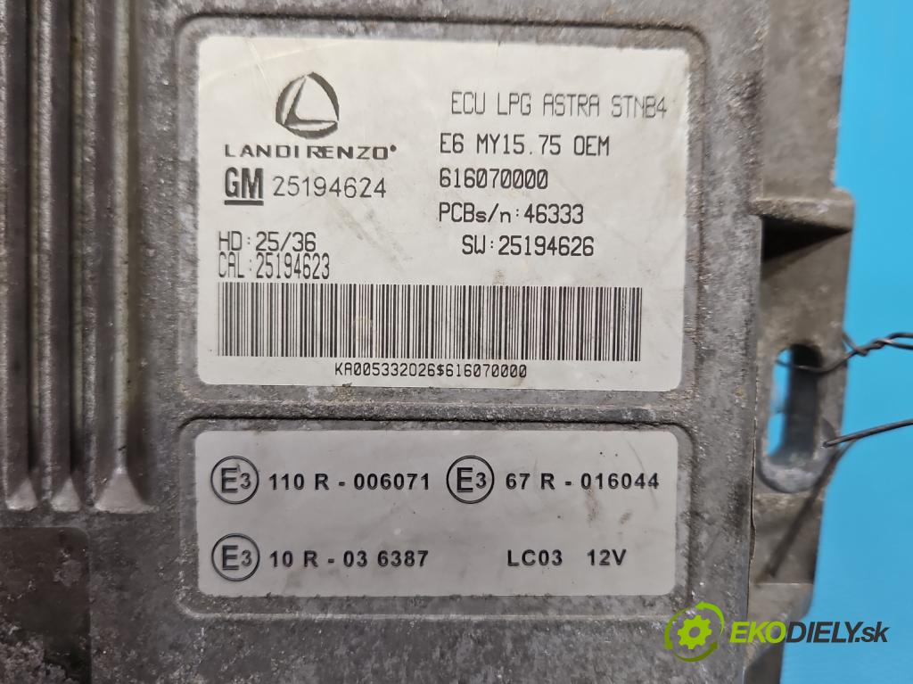 Opel Astra IV 2009-2015 1.4 T 140 HP manual 103 kW 1364 cm3 4- riadiaca jednotka LPG 25194624