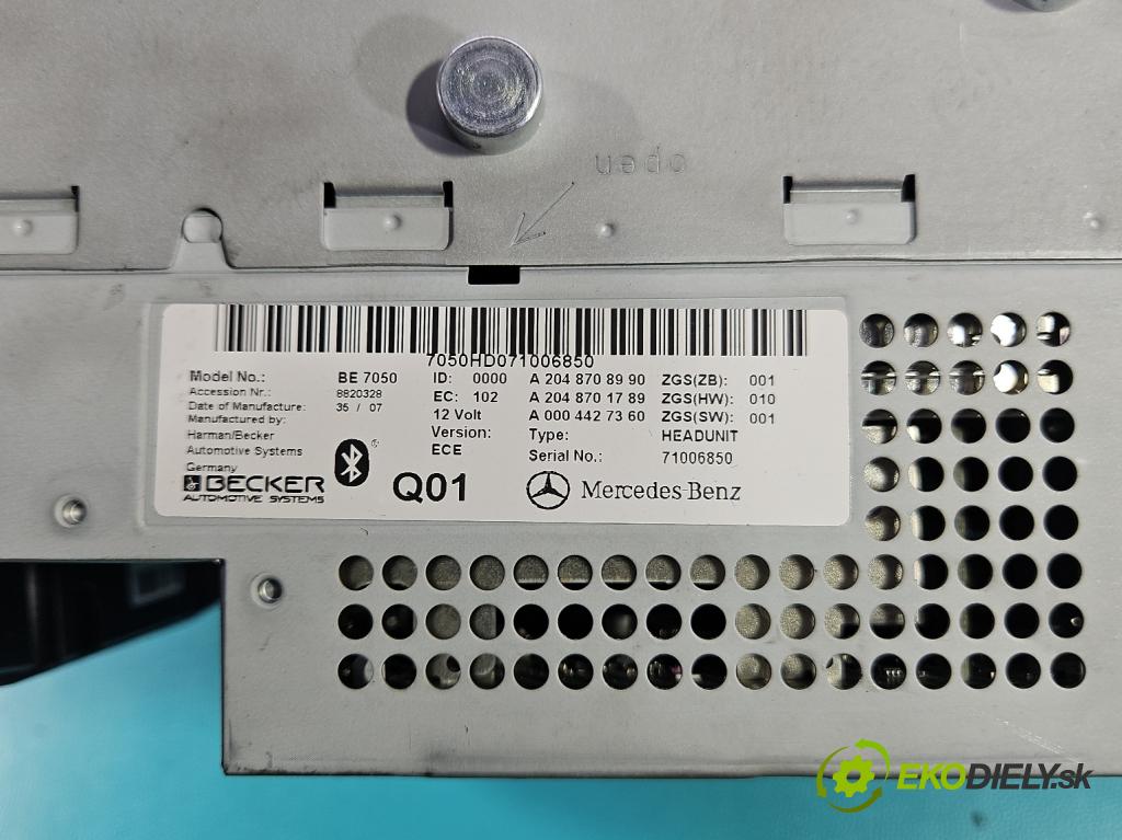 Mercedes C W204 2007-2014 2.2 CDI 136 HP manual 100 kW 2148 cm3 4- Radio originál A2048708990
