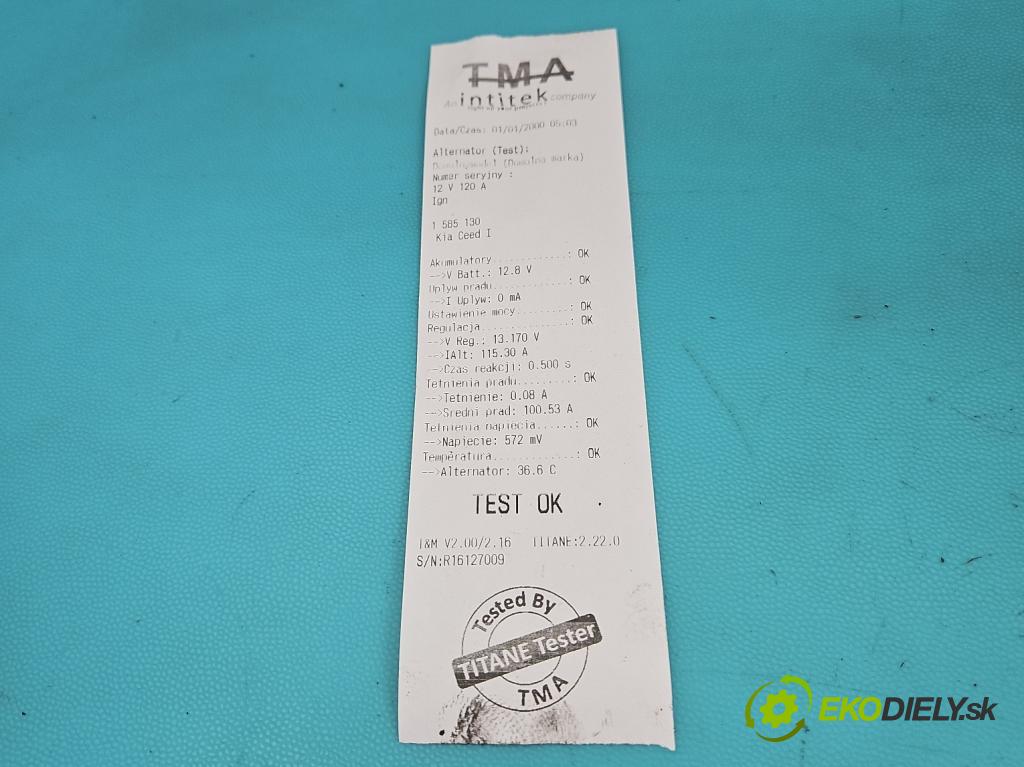 Kia Ceed I 2006-2012 1.6 crdi 90 HP manual 66 kW 1582 cm3 5- Alternator 37300-2A150 (Alternátor)