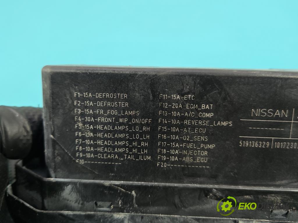 Nissan Qashqai I J10 2006-2013 1.6 16V 114 HP manual 84 kW 1598 cm3 5- skrinka poistka 519136329 (Poistková skrinka)