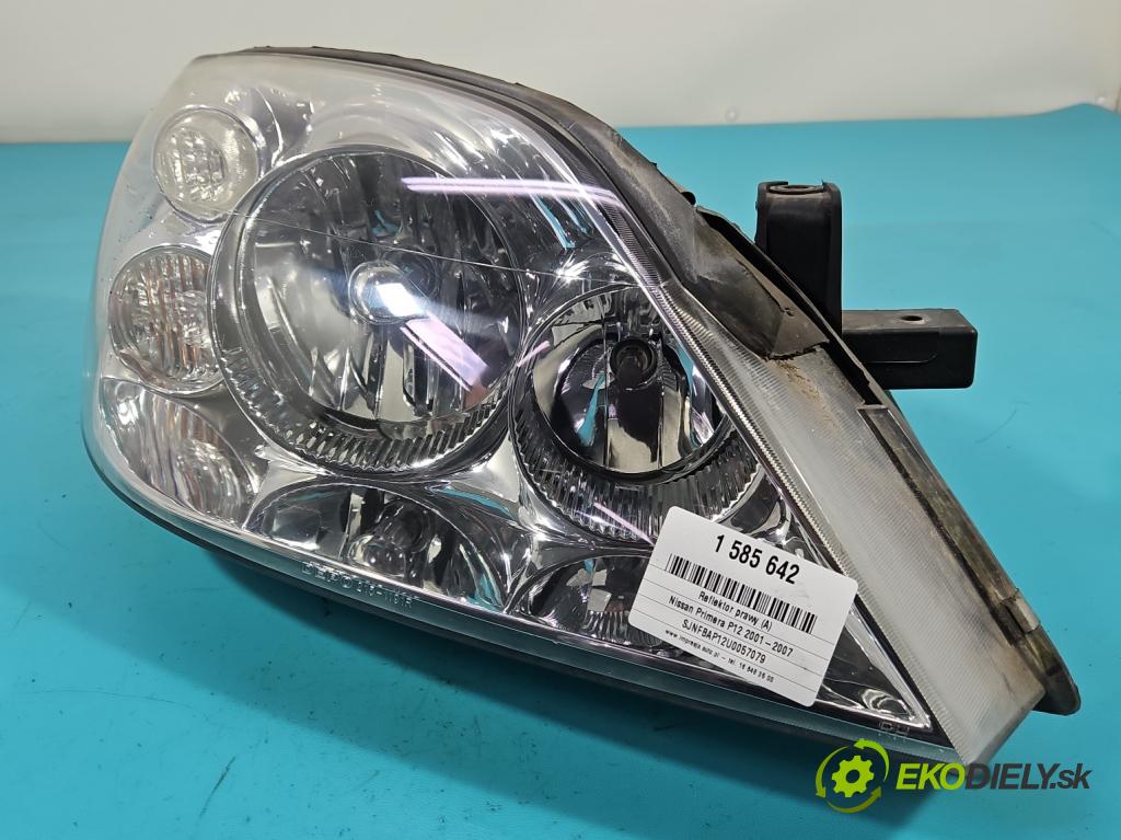 Nissan Primera P12 2001-2007 1.8 16V 116 HP manual 85 kW 1769 cm3 5- Reflektor: pravý  (Svetlo predné pravé)