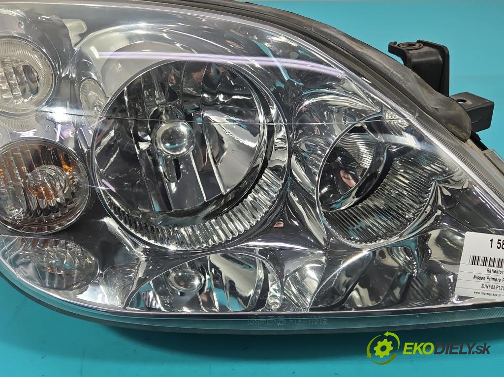Nissan Primera P12 2001-2007 1.8 16V 116 HP manual 85 kW 1769 cm3 5- Reflektor: pravý  (Svetlo predné pravé)