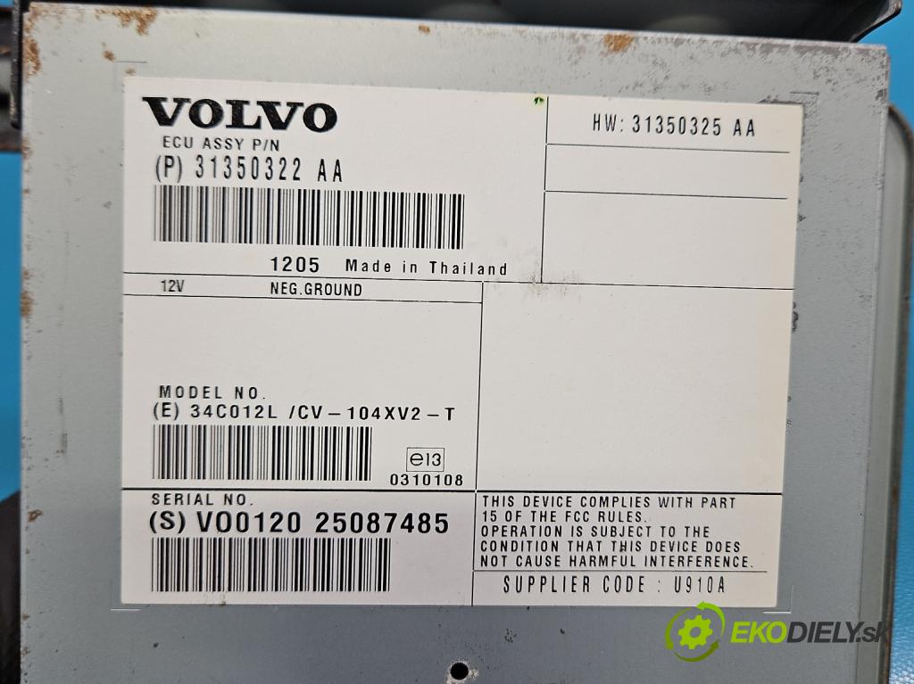 Volvo S60 II 2010-2018 2.5 T5 250 HP automatic 184 kW 2497 cm3 4- Zesilovač: 31350322 (Zosilňovač)