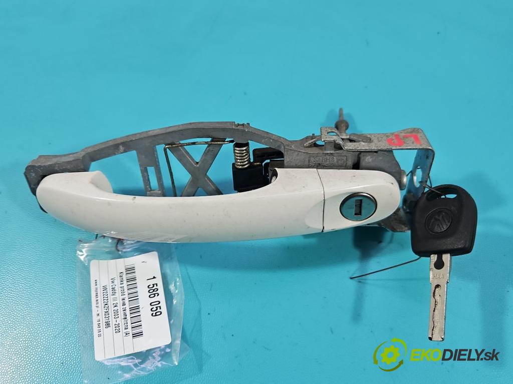 Vw Caddy III 2K 2003-2020 2.0 tdi 140 HP manual 103 kW 1968 cm3 5- rukoväť predné ľavé mimo: 1T0839885A (Kľučka dverí vonkajšia predná ľavá)