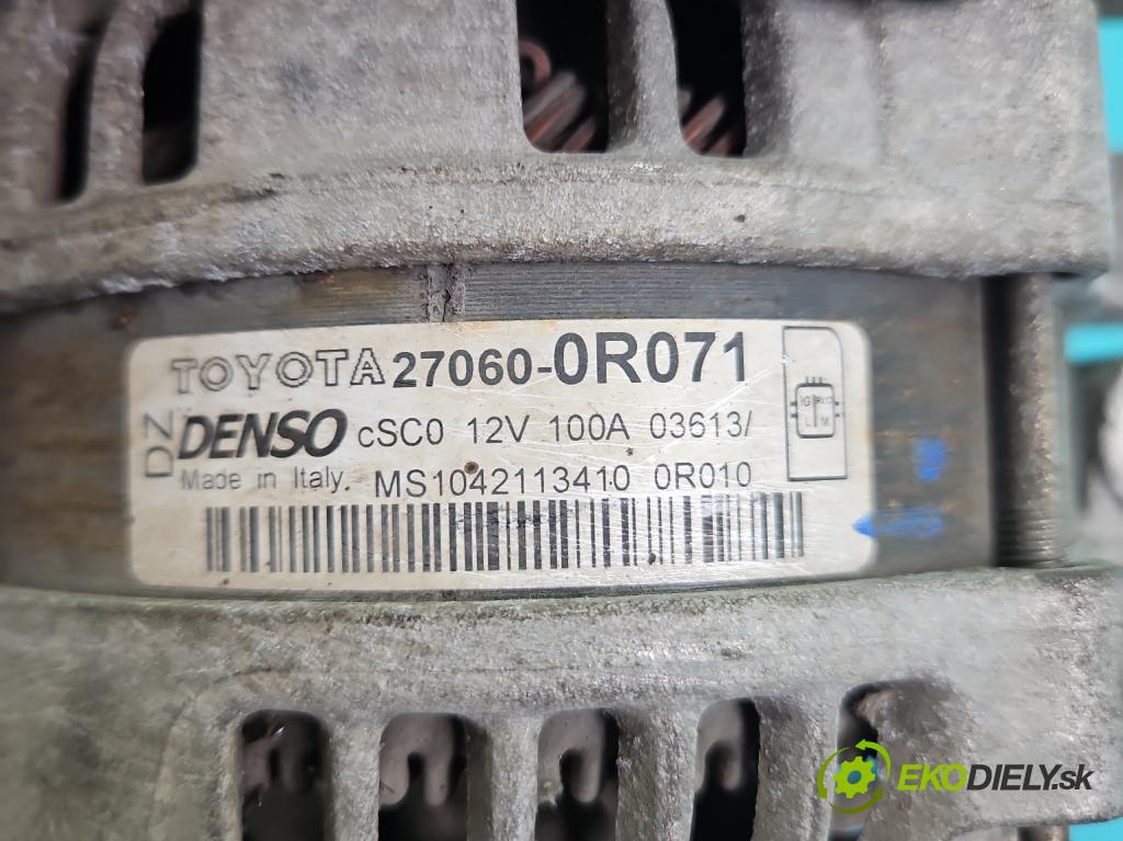 Toyota Verso 2009-2018 2.0 D4D 125 hp manual 92 kW 1998 cm3 5- Alternator 27060-0R071 (Alternátor)
