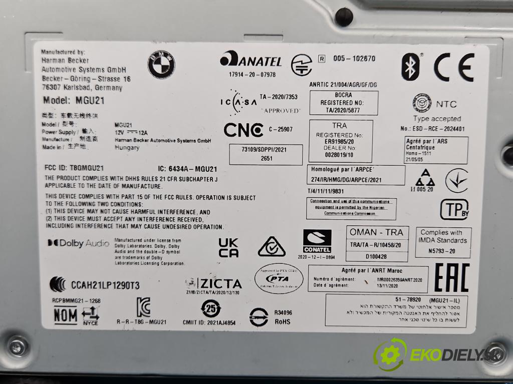 Bmw 3 G20 2018- 2.0 T 156 HP automatic 115 kW 1998 cm3 4- Navigácia: čítačka 6512-C15A82BB1