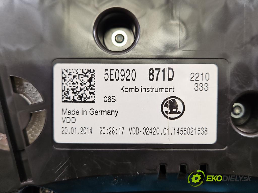 Skoda Octavia III 2013- 2.0 tdi 150 HP manual 110 kW 1968 cm3 5- prístrojovka/ budíky 5E0920871D (Prístrojová doska)