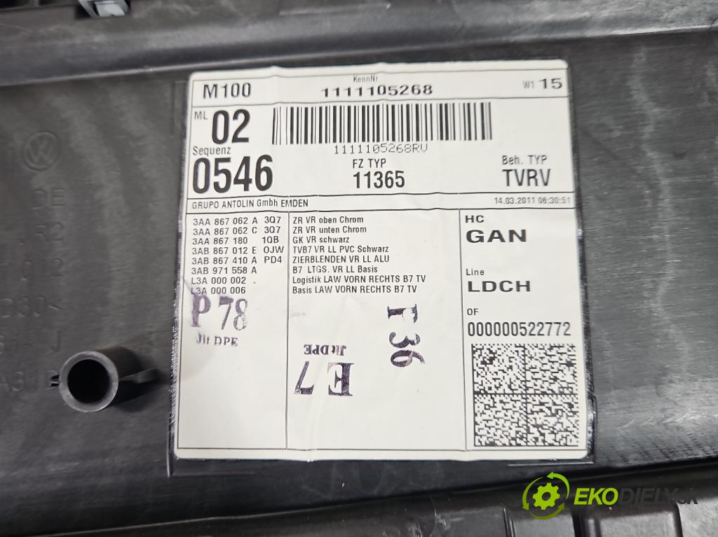 Vw Passat B7 2010-2014 2.0 tdi 140 HP automatic 103 kW 1968 cm3 5- sedačke: komplet