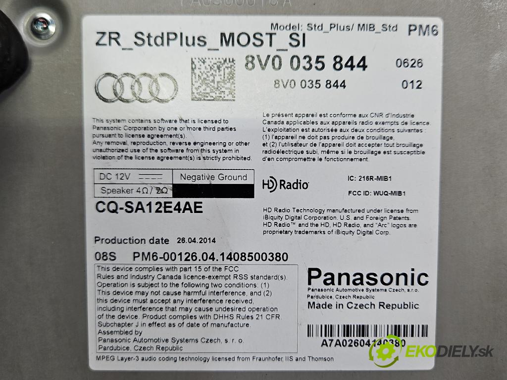 Audi A3 8V 2013-2020 1.8 TFSI 179KM automatic 132 kW 1798 cm3 4- Navigace: čtečka 8V0035844