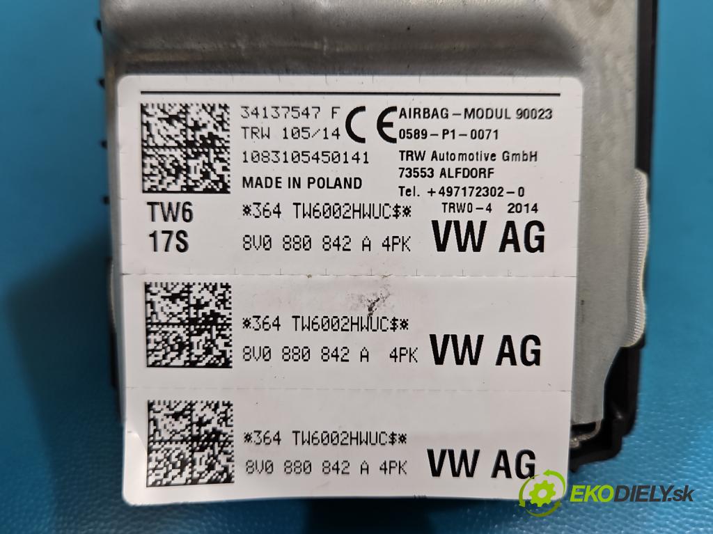 Audi A3 8V 2013-2020 1.8 TFSI 179KM automatic 132 kW 1798 cm3 4- airbag vzduch: 8V0880842A