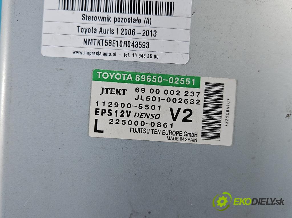 Toyota Auris I 2006-2013 1.3 16V 99 HP manual 73 kW 1329 cm3 5- riadiaca jednotka ostatné 89650-02551