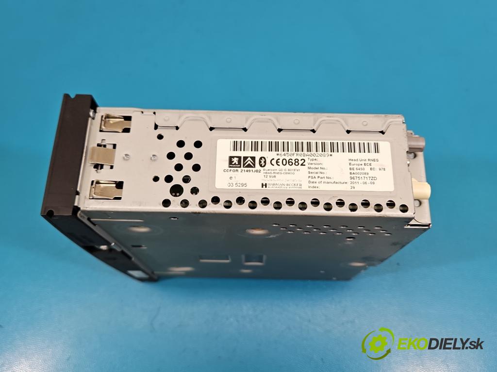 Citroen C5 II 2008-2017 2.0 hdi 140 hp manual 103 kW 1997 cm3 5- Radio továrna: 96751717ZD