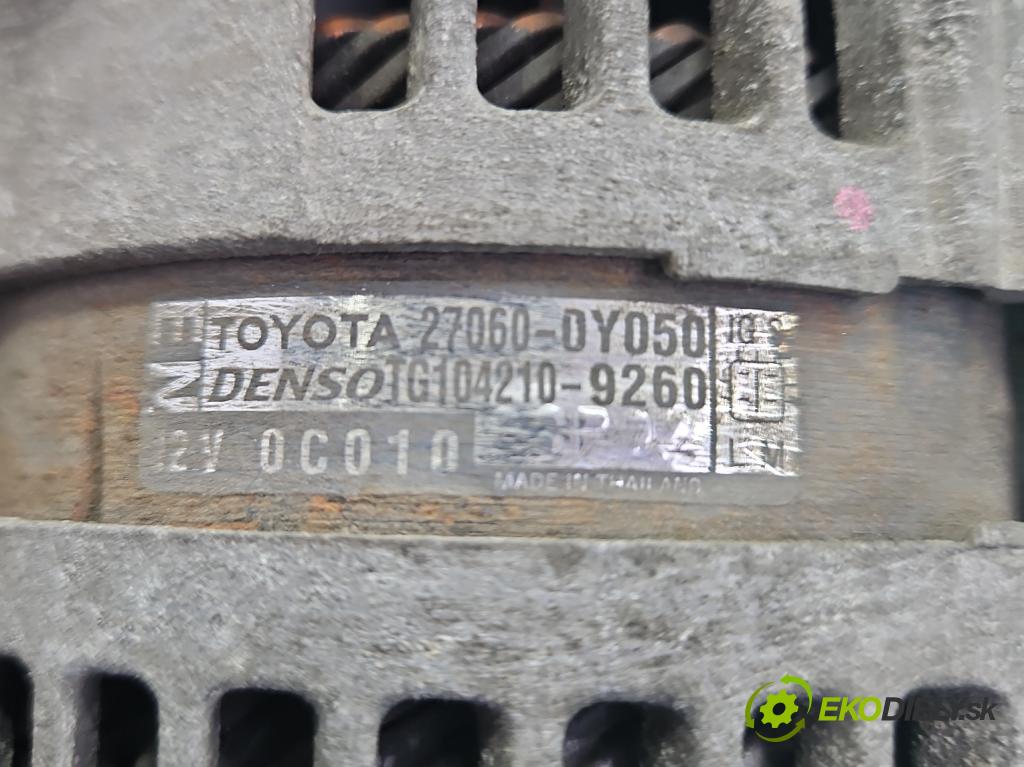 Toyota Auris I 2006-2013 1.3 16V 99 HP manual 73 kW 1329 cm3 5- Alternator 27060-0Y050 (Alternátor)