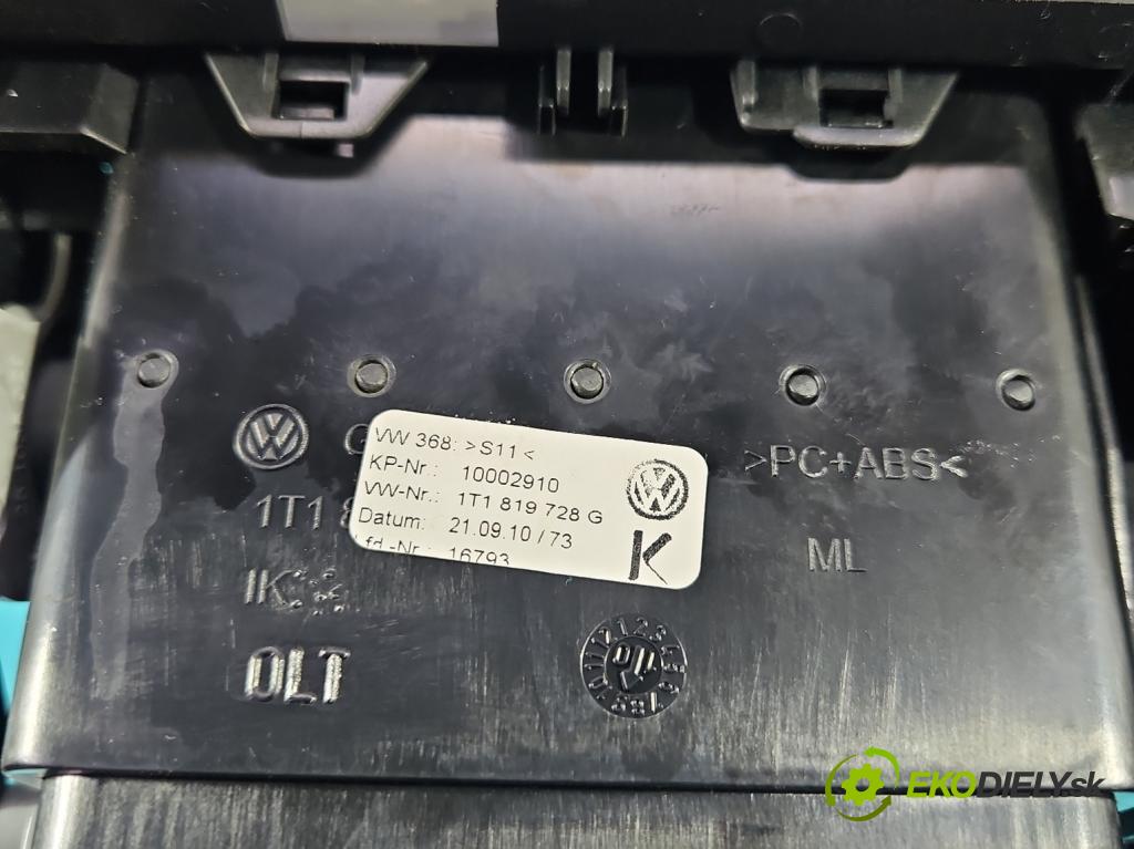 Vw Touran I 2003-2015 1.6 tdi 105 HP manual 77 kW 1599 cm3 5- Mřížka: kúrenia stredová 1T1819728G (Mriežka kúrenia (fukár))