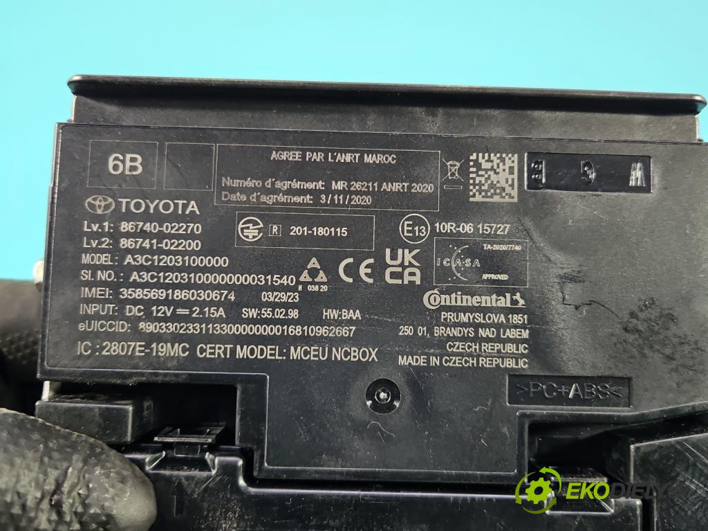Toyota Corolla E21 2019- 1.8 16V 98 HP automatic 72 kW 1798 cm3 4- riadiaca jednotka ostatné 86740-02270