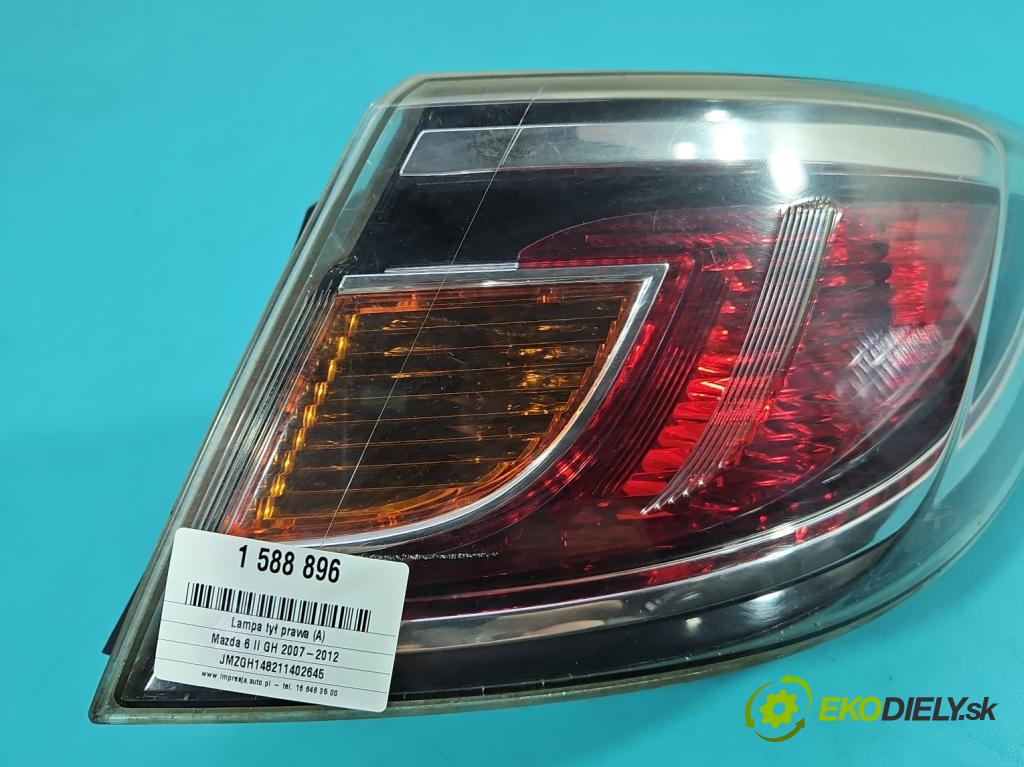 Mazda 6 II GH 2007-2012 1.8 16V 120 HP manual 88 kW 1798 cm3 5- svetlo / reflektor zadné pravé 220-41661 (Kľučka dverí ostatné)