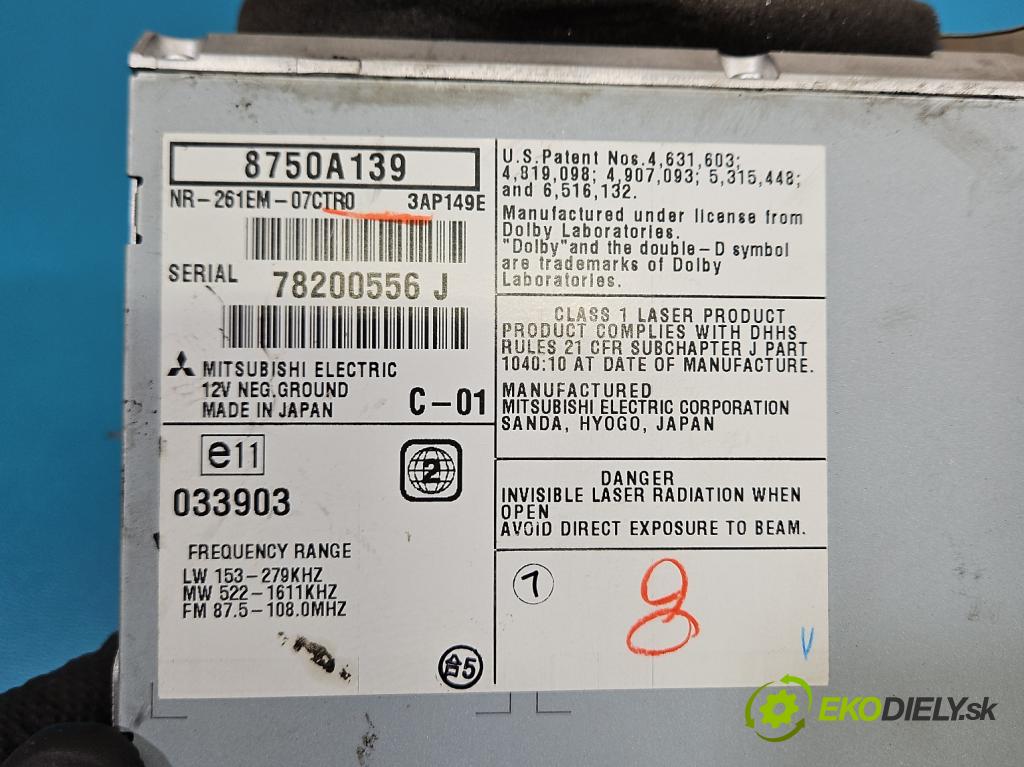 Citroen C-Crosser 2007-2012 2.2 hdi 156 hp manual 115 kW 2179 cm3 5- Radio továrna: 8750A139