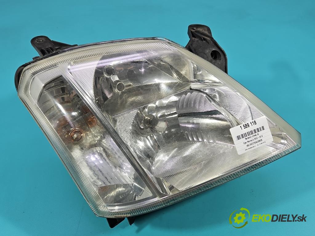 Opel Meriva A 2002-2010 1.6 16V 101 HP manual 74 kW 1598 cm3 5- Reflektor: pravý 93321053 (Svetlo predné pravé)