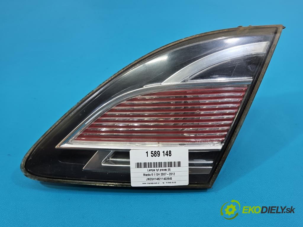 Mazda 6 II GH 2007-2012 1.8 16V 120 HP manual 88 kW 1798 cm3 5- svetlo / reflektor zadné pravé 132-41055 (Kľučka dverí ostatné)