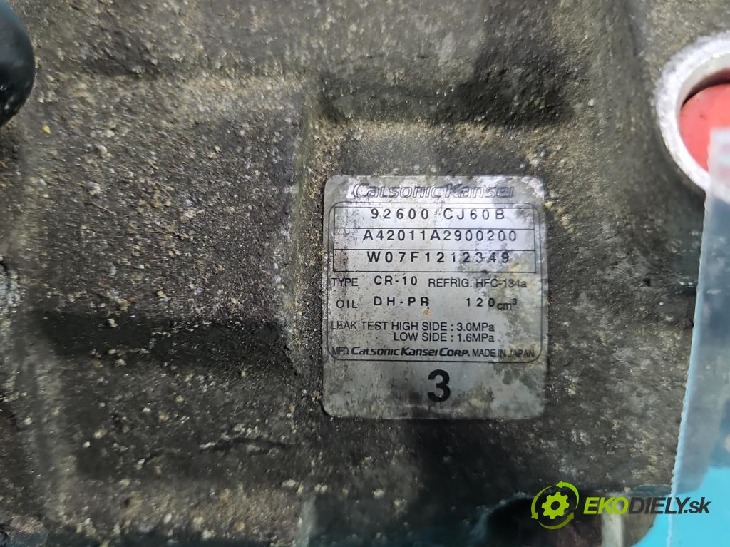 Nissan Tiida 1.8 16V 125 HP automatic 92 kW 1798 cm3 5- Kompresor: klimatizácie 92600CJ60B (Kompresor klimatizácie)
