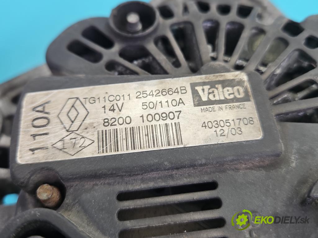 Renault Megane II 2003-2008 1.6 16V 113 hp manual 83 kW 1598 cm3 3- Alternator 8200100907 (Alternátor)
