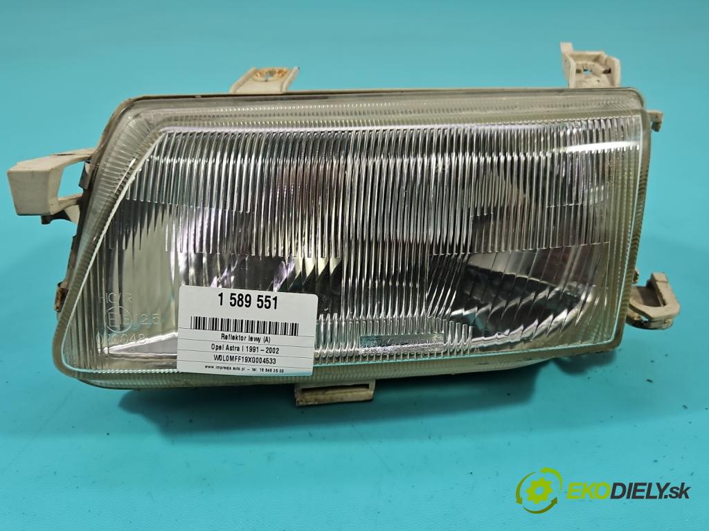 Opel Astra I 1991-2002 1.6 8V 75 HP manual 55 kW 1598 cm3 4- Reflektor: ľavý  (Kľučka dverí ostatné)