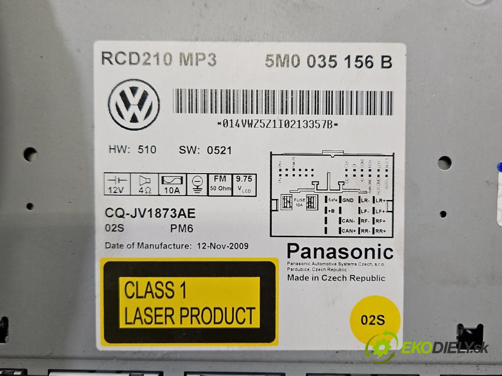 Vw Golf plus 1.4 16V 80 hp manual 59 kW 1390 cm3 5- Radio továrna: 5M0035156B