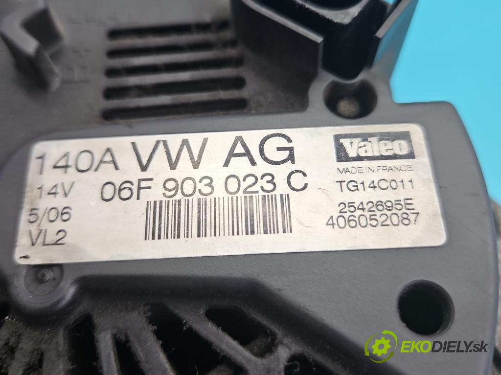 Audi A3 8P 2003-2012 1.9 tdi 105 HP manual 77 kW 1896 cm3 3- Alternator 06F903023C (Alternátor)