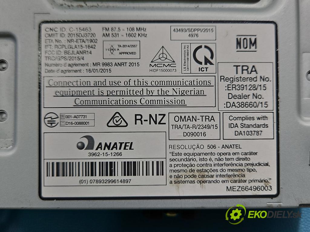 Renault Kadjar 2015-2022 1.2 131 hp automatic 96 kW 1197 cm3 5- Radio továrna: 28115-2095R