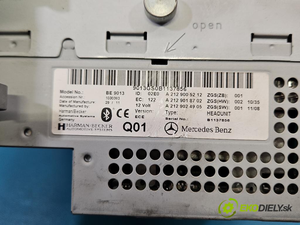 Mercedes E W212 2009-2016 2.2 CDI 136 HP automatic 100 kW 2143 cm3 4- Radio originál A2129005212