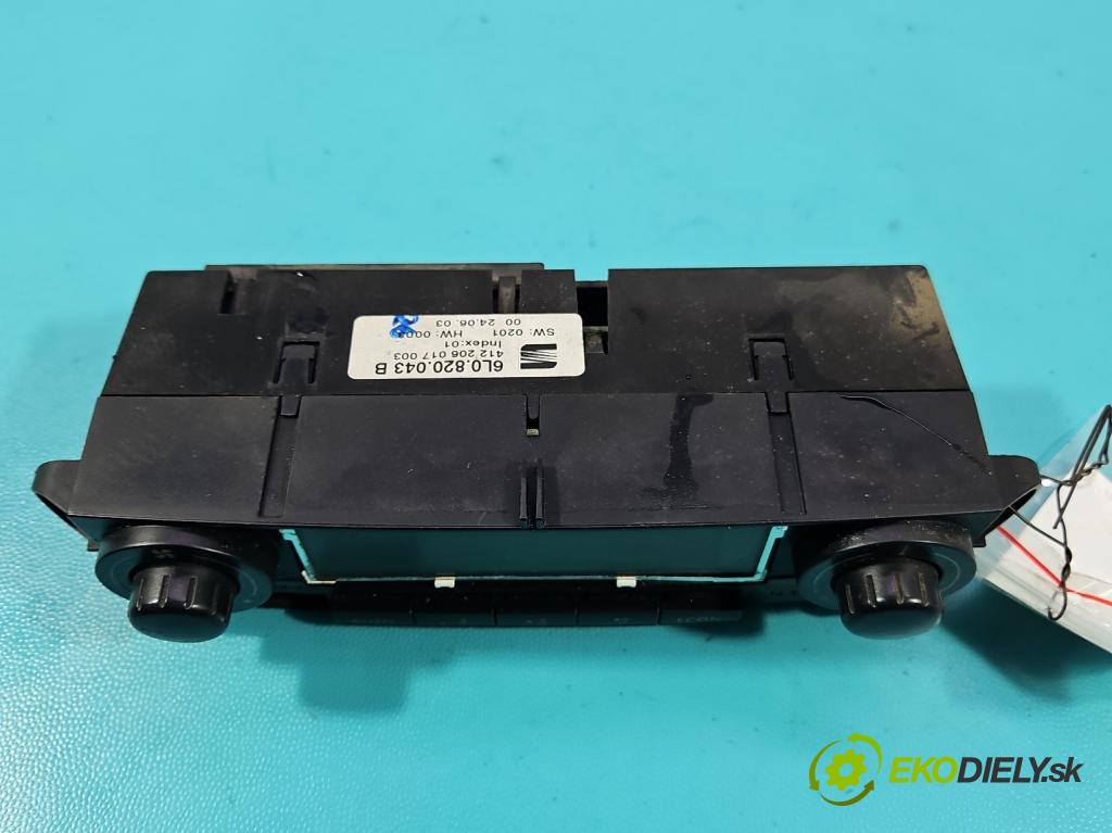 Seat Cordoba II 6L 2002-2008 1.4 16V 75 HP manual 55 kW 1390 cm3 4- panel kúrenia 6L0820043B