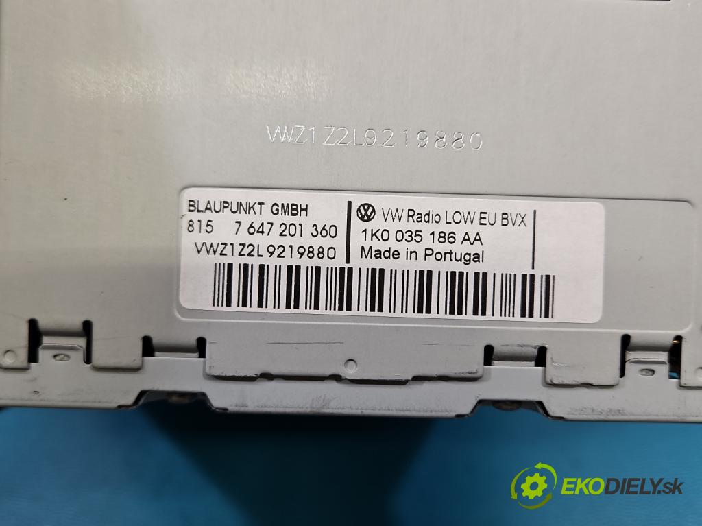 Vw Golf VI 2008-2013 1.2 TSI 105 hp manual 77 kW 1197 cm3 5- Radio továrna: 1K0035186AA
