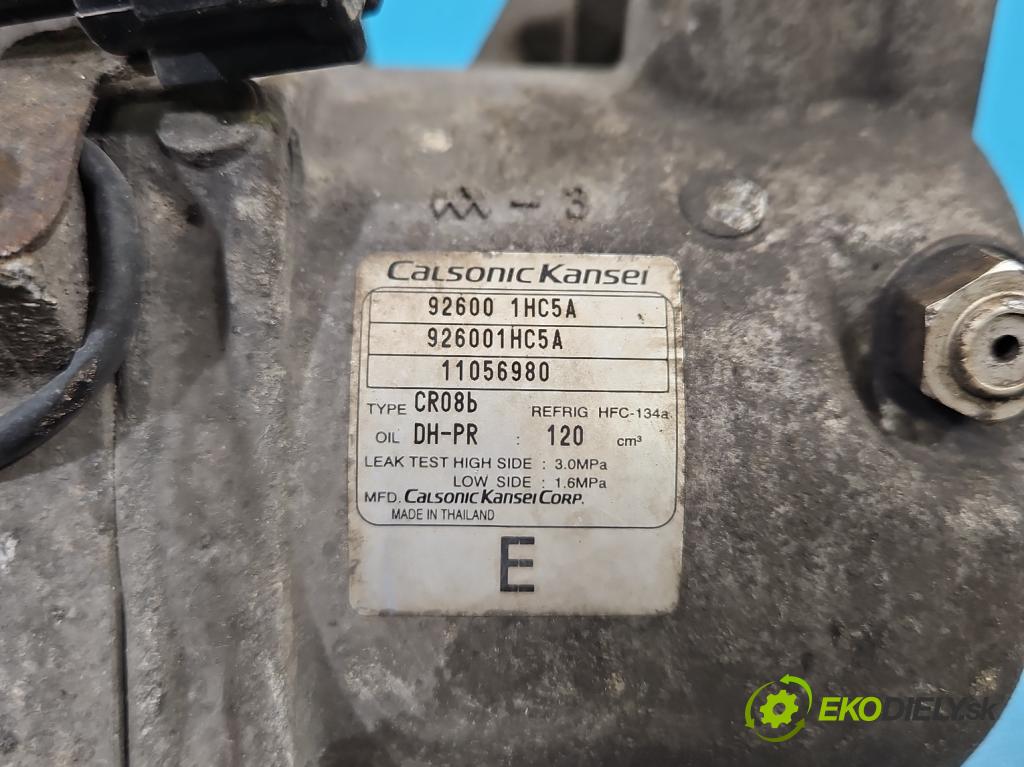 Nissan Micra K13 2010-2017 1.2 12V 80 HP manual 59 kW 1198 cm3 5- Kompresor: klimatizácie 926001HC5A (Kompresor klimatizácie)
