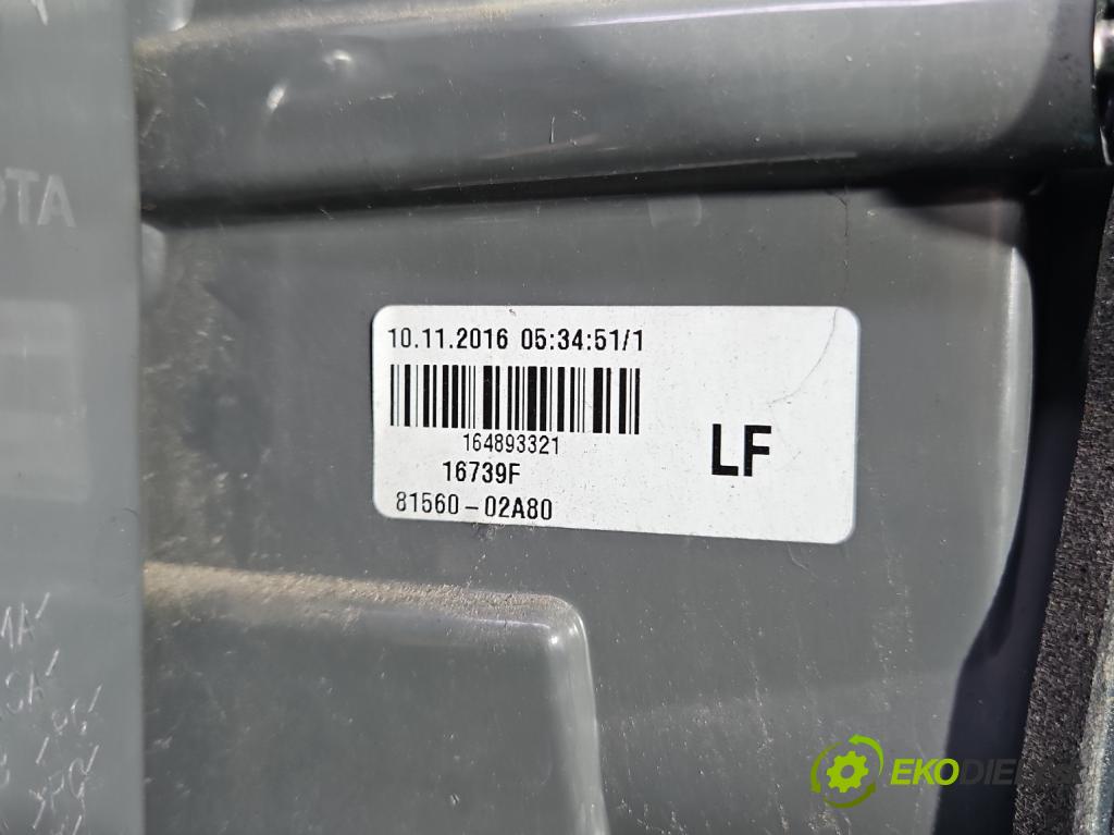 Toyota Corolla E16/E18  2013-2019 1.3 16V 99 hp manual 73 kW 1329 cm3 4- světlo zadní levé 81560-02A80 (Klika dveří ostatní)