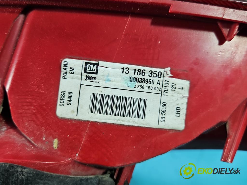 Opel Corsa D 2006-2014 1.4 16V 90 HP manual 66 kW 1364 cm3 3- svetlo / reflektor zadné ľavé 13186350 (Kľučka dverí ostatné)