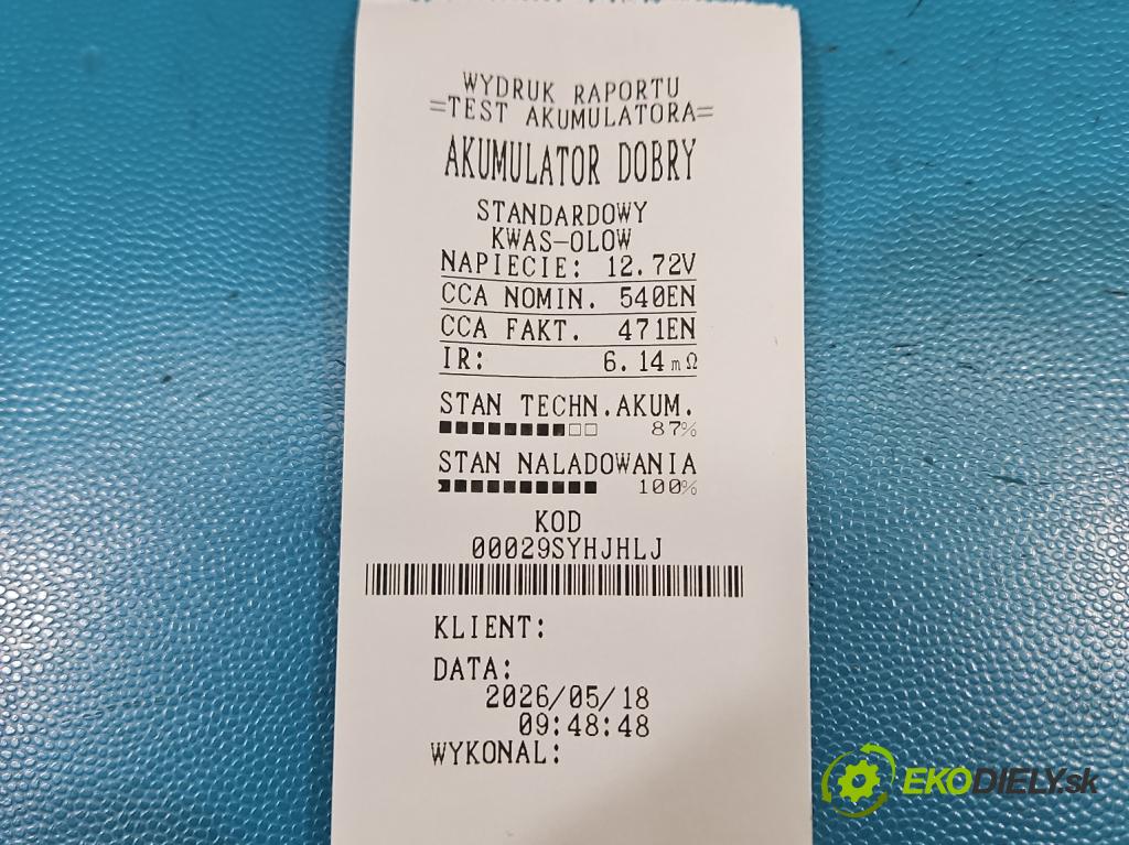Hyundai i20 II 2014 -2020 1.2 16V 84KM manual 61.8 kW 1248 cm3 5- Akumulator automobilový