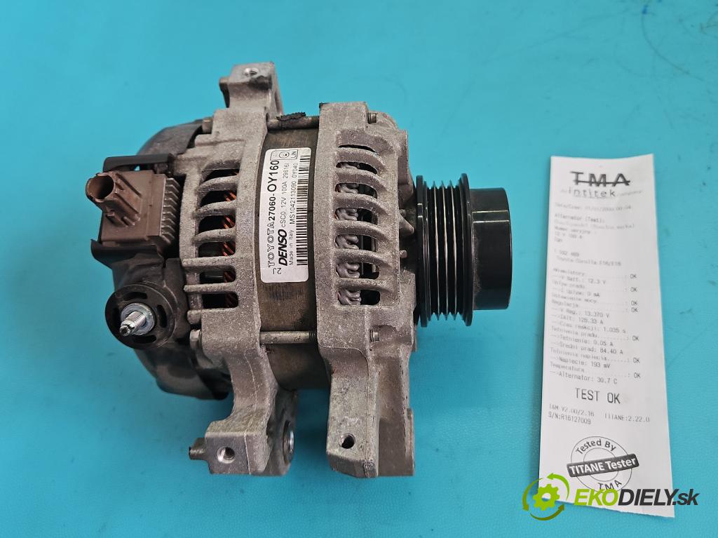 Toyota Corolla E16/E18  2013-2019 1.3 16V 99 HP manual 73 kW 1329 cm3 4- Alternator 27060-OY160 (Alternátor)