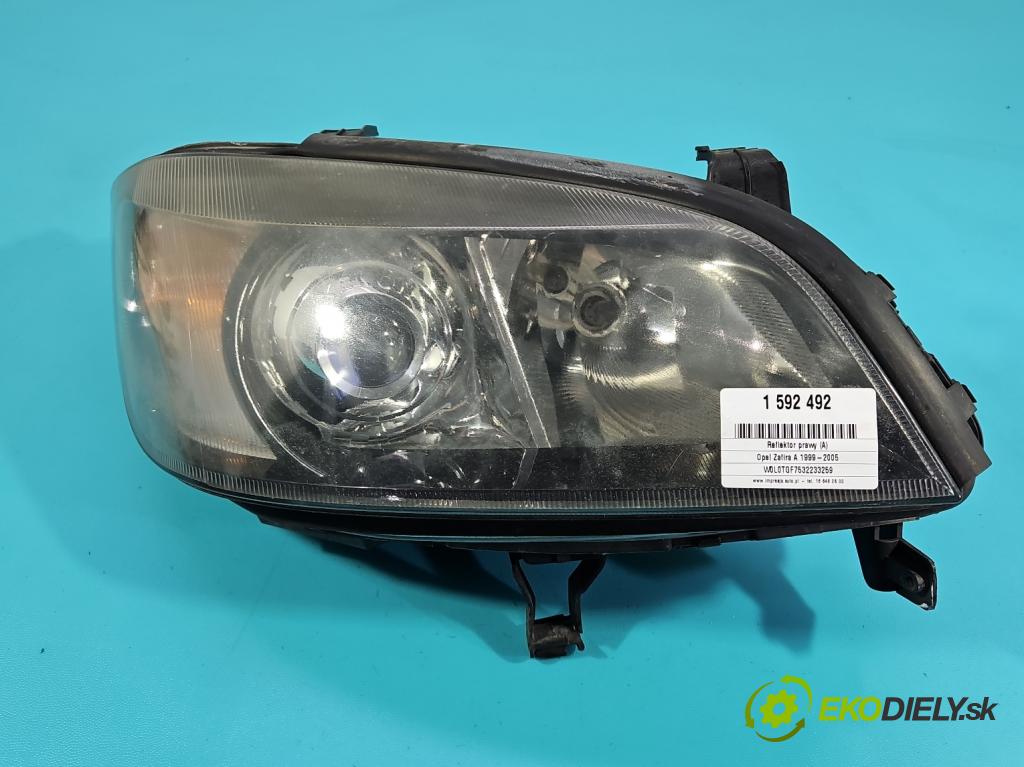 Opel Zafira A 1999-2005 1.8 16V 125 hp manual 92 kW 1796 cm3 5- světlo pravý 24434827 (Pravé přední světlo)