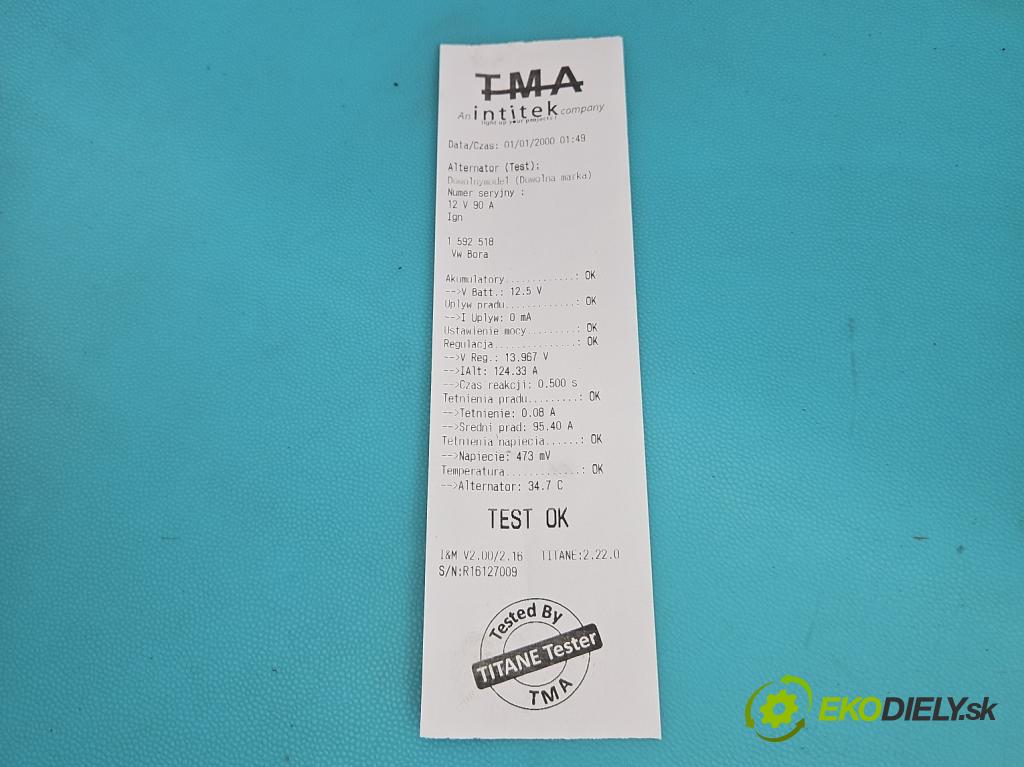 Vw Bora 1.9 tdi 90 HP manual 66 kW 1896 cm3 4- Alternator 038903023L (Alternátor)