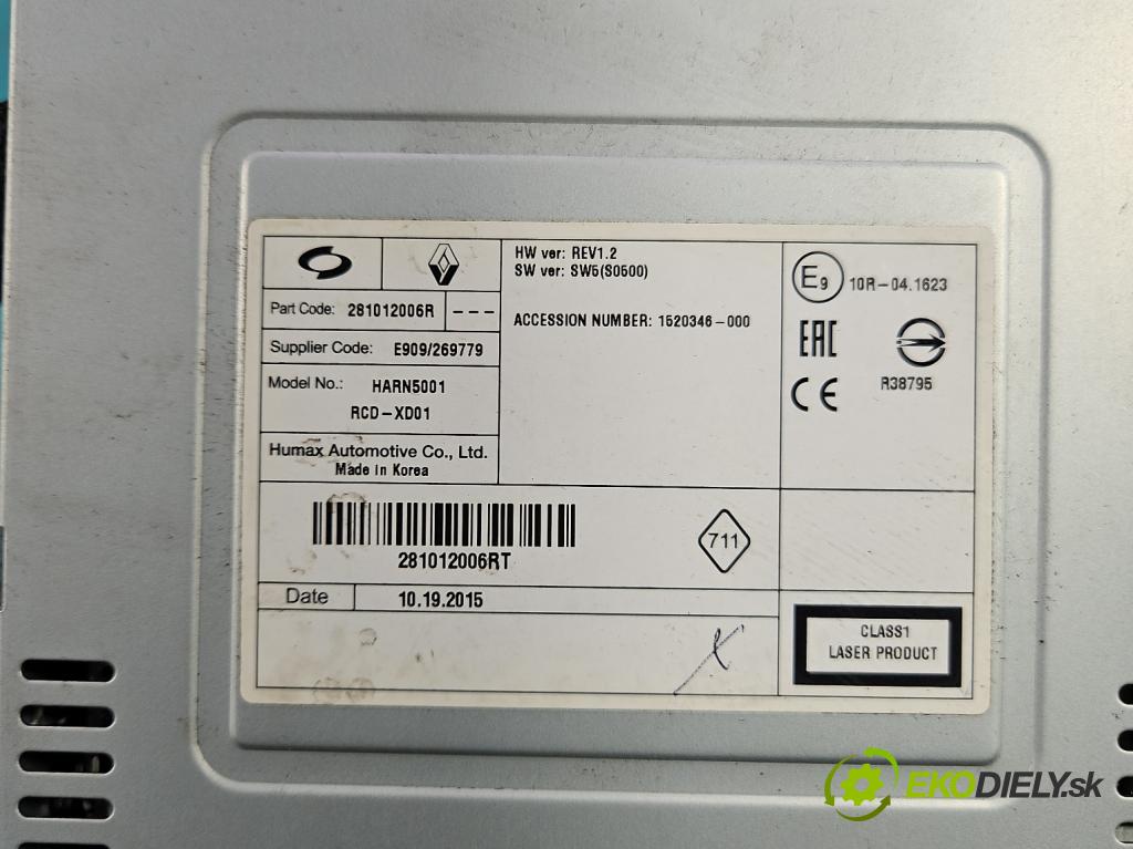Renault Talisman 2015-2022 1.6 dci 160 HP automatic 118 kW 1598 cm3 4- Menič: cd 281012006R (CD menič)