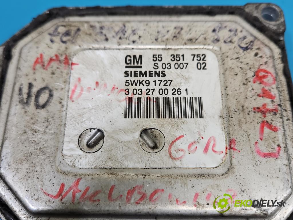 Opel Zafira A 1999-2005 1.8 16V 125 HP manual 92 kW 1796 cm3 5- riadiaca jednotka motora 55351752