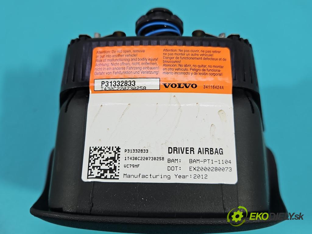 Volvo XC60 I 2008-2017 2.0d 163 HP manual 120 kW 1984 cm3 5- airbag vzduch: Řidiči: 31332833 (Airbag)