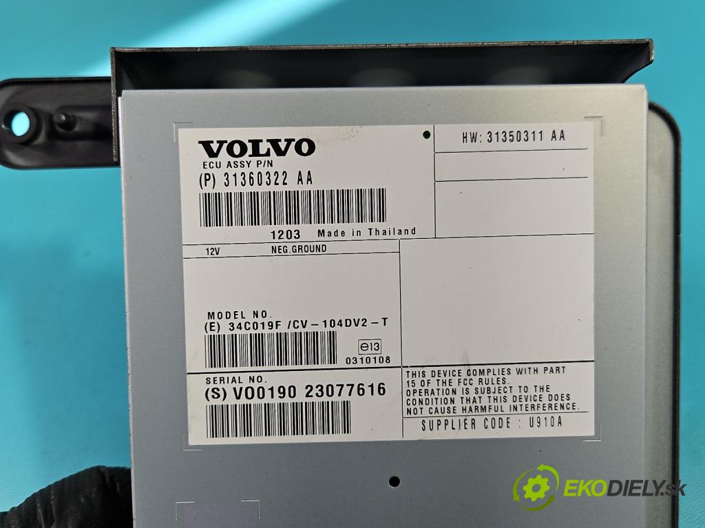 Volvo XC60 I 2008-2017 2.0d 163 HP manual 120 kW 1984 cm3 5- Zesilovač: 31360322 (Zosilňovač)
