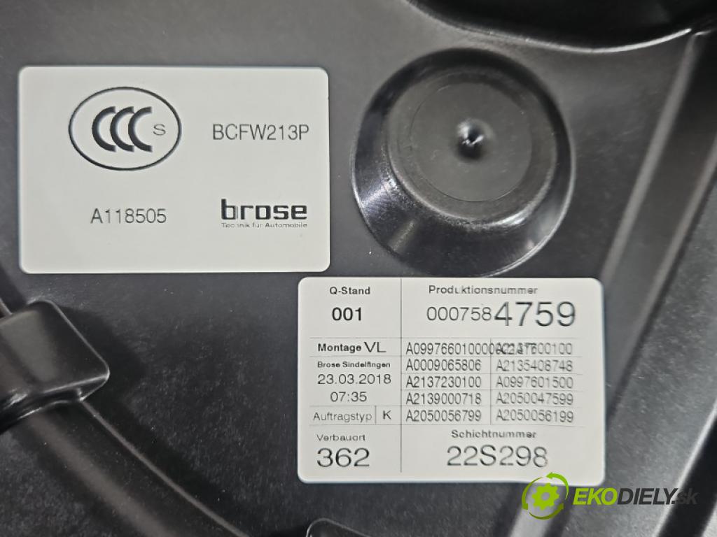 Mercedes E W213 2016-2023 2.0 cdi 654920 194KM automatic 143 kW 1950 cm3 5- mechanismus stahování přední levý A09976601000