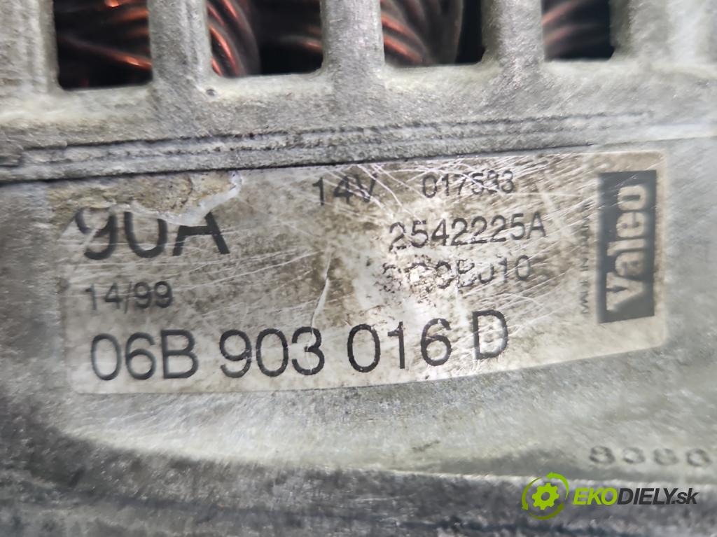 Audi A4 B5 1994-2001 1.6 8V 101 HP manual 74 kW 1595 cm3 4- Alternator 06B903016D (Alternátor)