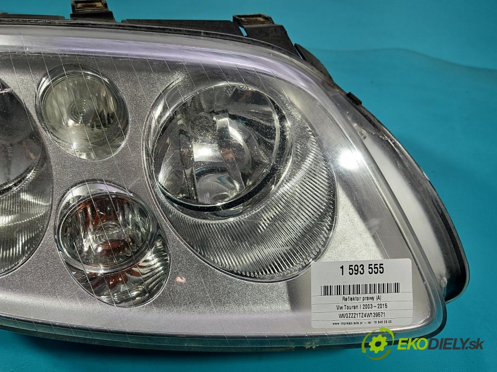 Vw Touran I 2003-2015 2.0 tdi 136 HP manual 100 kW 1968 cm3 5- Reflektor: pravý 0301205202 (Svetlo predné pravé)
