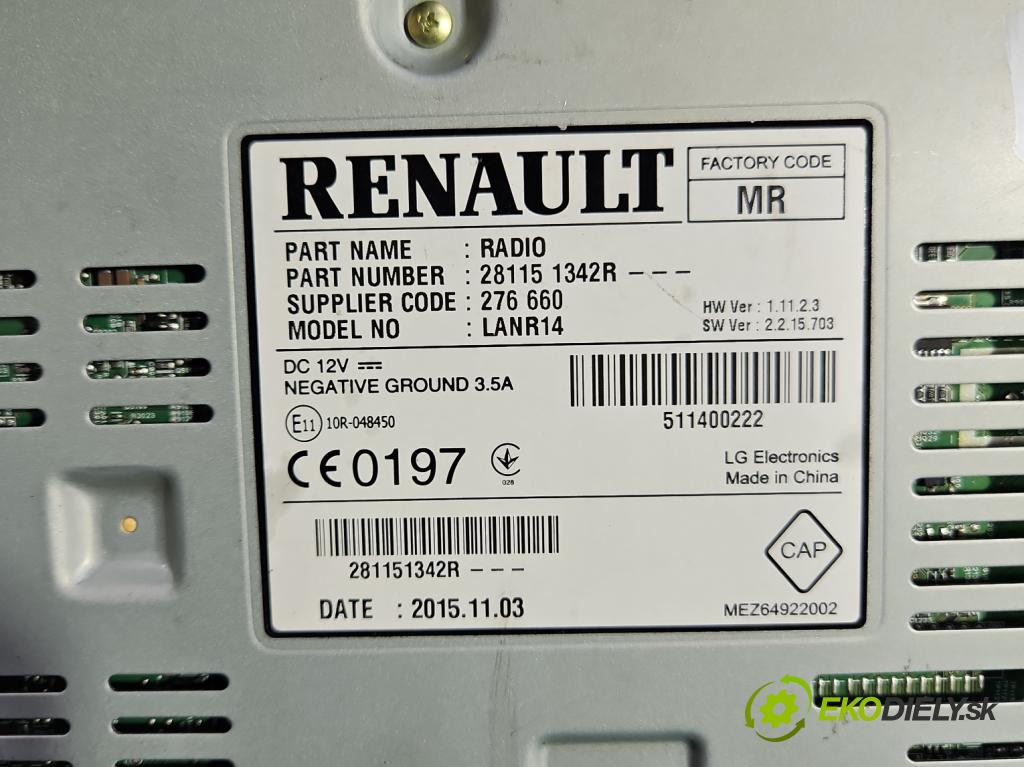 Renault Talisman 2015-2022 1.6 dci 160 HP automatic 118 kW 1598 cm3 4- Radio originál 281151342R