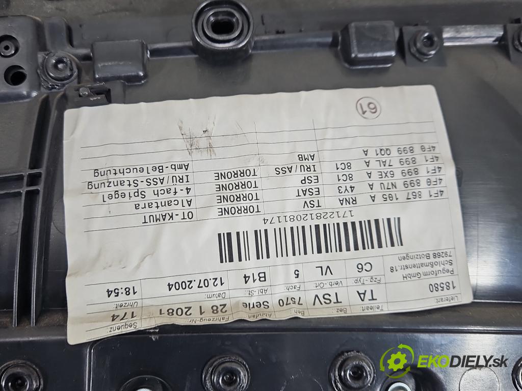 Audi A6 C6 2004-2011 3.0 tdi 224hp automatic 165 kW 2967 cm3 4- Čalounictví: dvere predné ľavé 4F1867105A