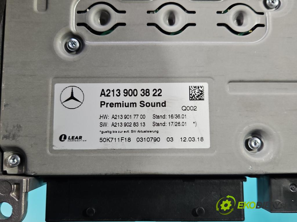 Mercedes E W213 2016-2023 2.0 cdi 654920 194KM: automatic 143 kW 1950 cm3 5- Zesilovač: A2139003822 (Zosilňovač)