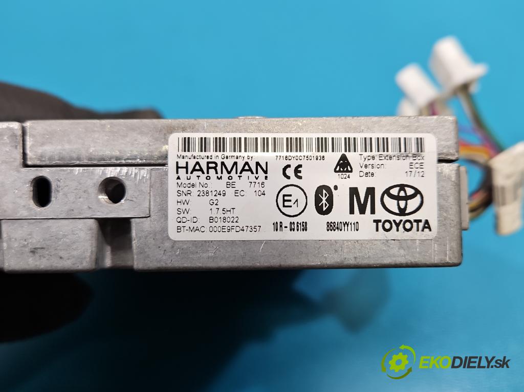 Toyota Verso 2009-2018 2.2 d4d 2AD 150 HP automatic 110 kW 2231 cm3 5- riadiaca jednotka ostatné 86840YY110